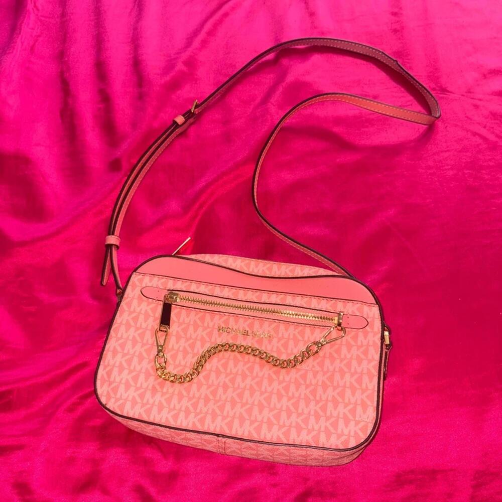 Michael Kors Pink MK Monogram Crossbody Bag